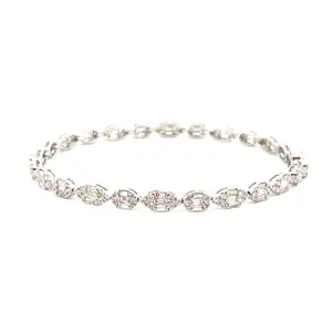 14K Gold Oval and Marquise Shape Diamond Cluster Bracelet