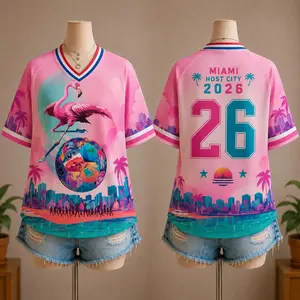 Women’s Miami 2026 Mesh Soccer Jersey, Pink Flamingo Game Day Shirt, Summer Fan Outfit Gift