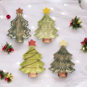 Stoneware Christmas Tree Trinket Dish - 4-in