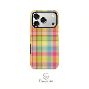 Plaid Tartan Pattern Phone Case， Heavy Duty Shockproof 2in1 Protective Cover for iPhone 17 16 15 14 13 12 11 Pro Max Series Holiday Gift Minimalist Fashion Case