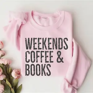 Weekends Coffee & Books Sweatshirt, Cozy Bookish Crewneck, Book Lover Gift, Bookworm Reading Sweater, Coffee Addict Fall Pullover Sweatshirt