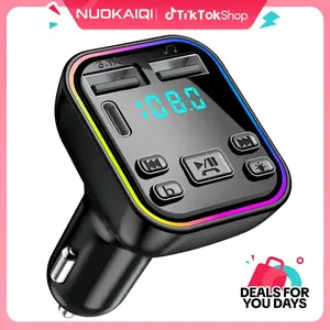 Car MP3 Player Bluetooth 5.3 FM Transmitter with 7-Color RGB LED Light PD/USB-C Fast Charger Supports TF Card & USB Disk Lossless Audio Sync Car Essentials, Car Accessories, Bluetooth Car Adapter