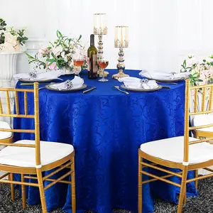120" Seamless Round Versailles Chopin Damask Jacquard Polyester (240 GSM) Tablecloth - Royal Blue (1pc)
