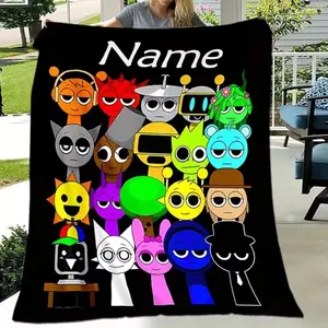 Cartoon Sprunki Throw Blanket Lightweight Soft Flannel Blanket Suitable For Sofa Beds Living Rooms That Children Love Suitable For Children And Adults Birthday Gifts Holiday Party  Family Decorations Happy Halloween Blanket