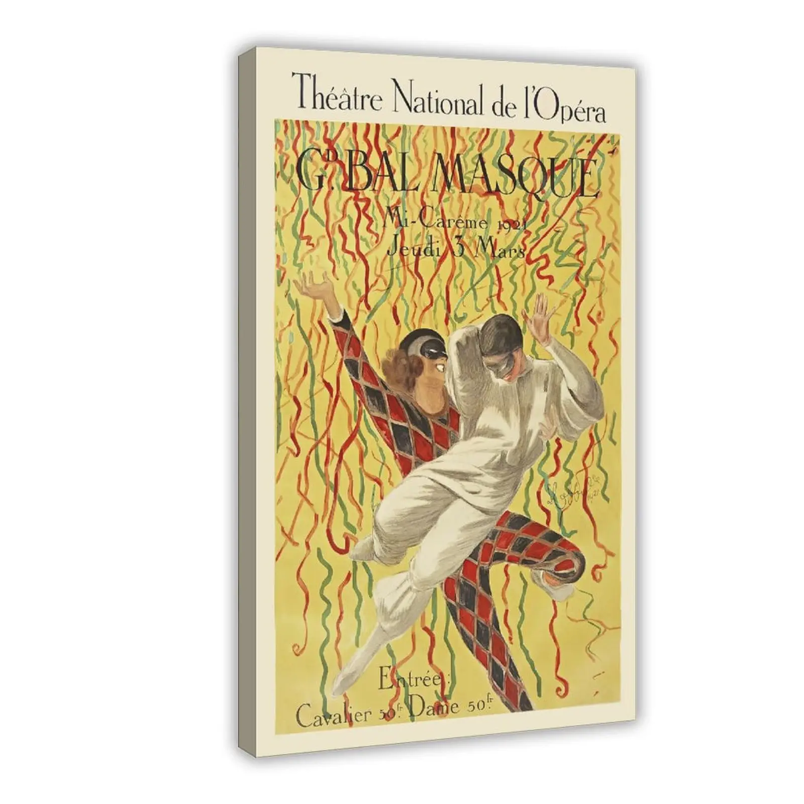 Theatre National De L'opera Grand Masquerade Ball Paris France Vintage Canvas Poster Wall Art Decoration For Home Bedroom Office Living Dorm Room Decor Boys Girls Gift