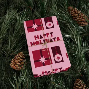 Pink Christmas Gift Wrap, Holiday Present Decoration, Festive Gift Packaging, Xmas Craft Supplies, Seasonal Wrapping Sheets