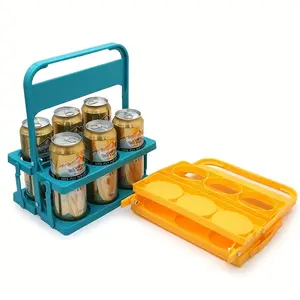 Foldable Beverage Beer Basket, Portable Beer Carrier Holds 6 Bottles, Coffee Milk Tea Storage Basket, Ideal for Daily Use and Parties