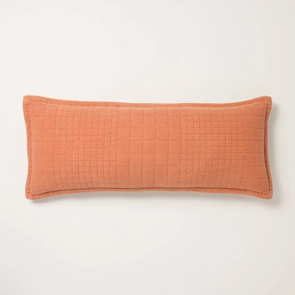 14"x36" Quilt Oblong Throw Pillow Rust - Hearth & Hand with Magnolia