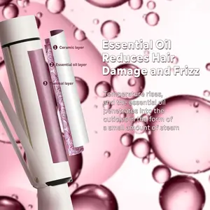 1.5 Inch Extra Large Curling Wand for Long Hair - Ceramic Tourmaline Barrel with 40000000 Negative Ions, 2 Clips & Heat-Resistant