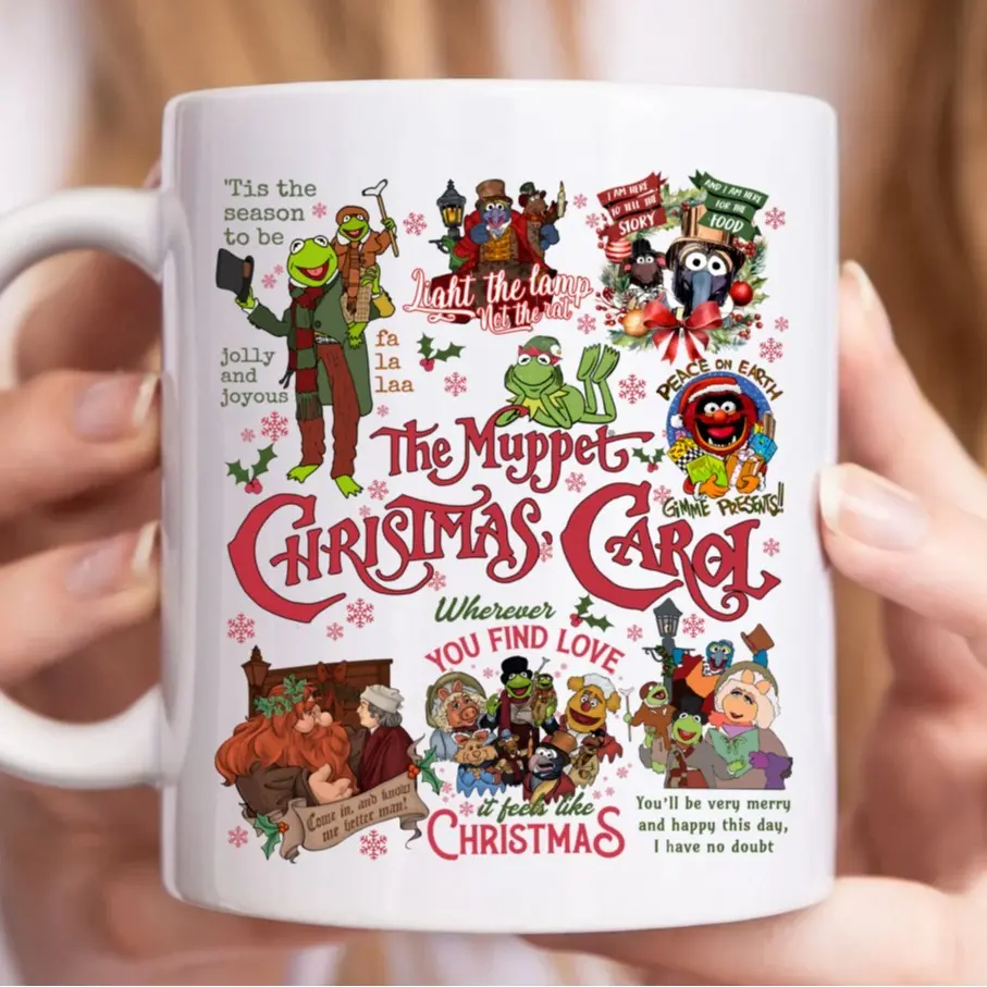 The Muppets Christmas Carol Mug, Christmas Ceramic Mug, Muppets Colorful Accent Mug, Xmas Gift, Cartoon Movies