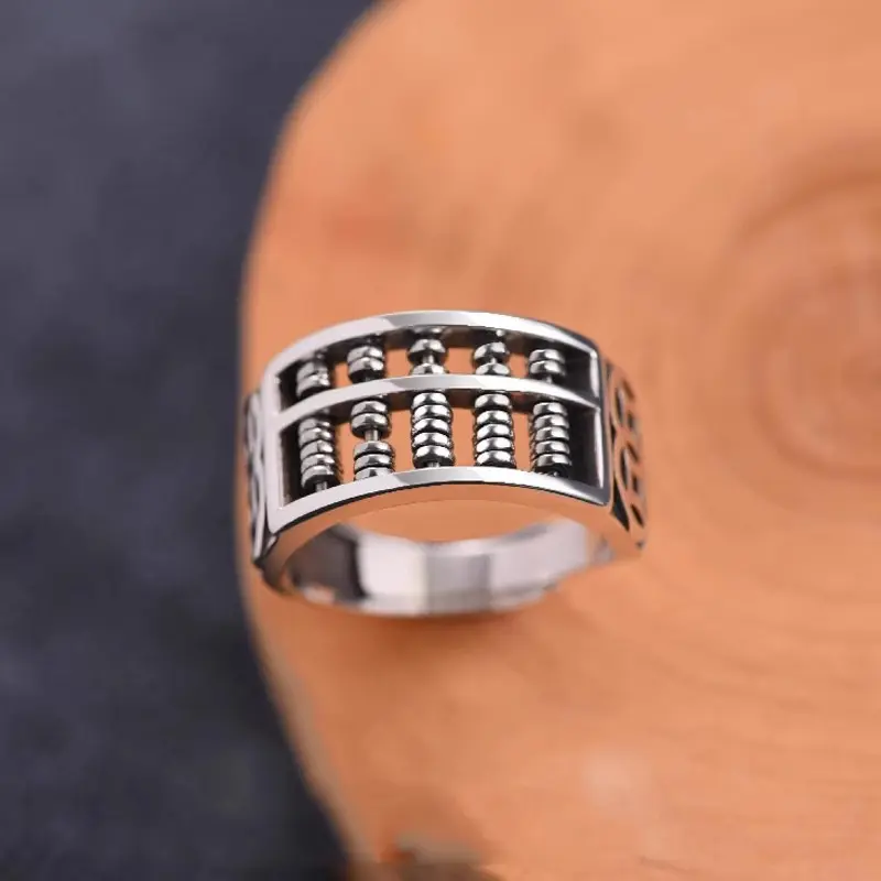 New-style abacus rings for men and women, couple's rings, niche design, exquisite and versatile Comfort Fit Black Titanium Wedding Band cluster Engraved Matte Tungsten ultra human Rotating Openwork Engagement Rhinestone Decorated Bridal