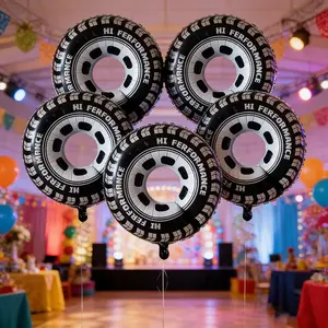 5pcs 30-Inch Large Car Tire Balloons, Race Car Party Decor, Off-Road Racing Party Decoration, Birthday, Halloween, Christmas Celebrations