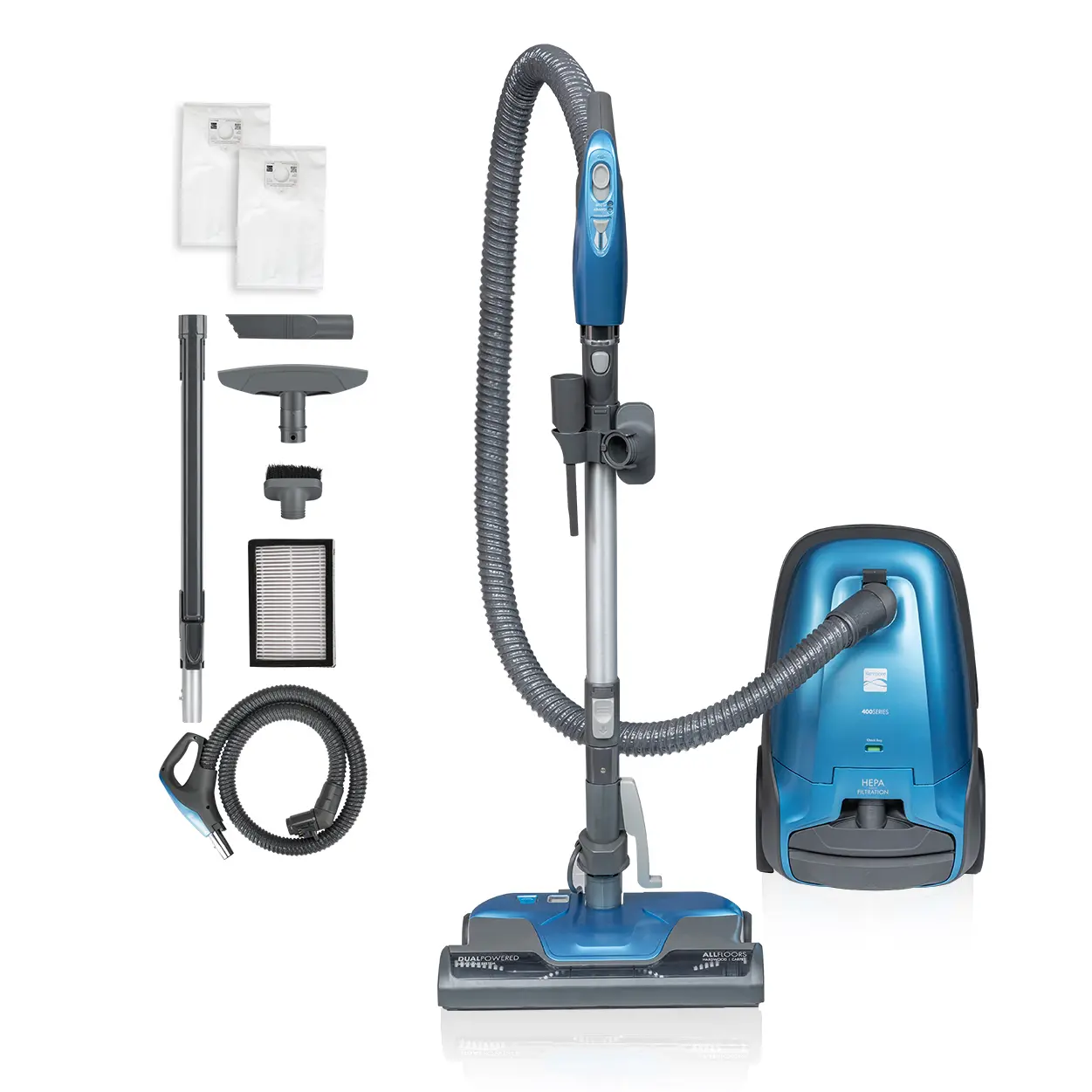 Kenmore Pet-Friendly Lightweight Bagged Canister Vacuum Cleaner with 2-Motor Powerful Suction, HEPA Allergen Seal, Extended Aluminum Telescoping Wand, Retractable Cord, 4 Cleaning Tools, Maneuverable Design, Portability, Easy Storage, US Plug