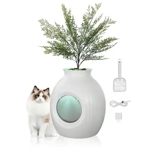 VEVOR Plant Cat Litter Box, Smart Odor Control System, Hidden Cat Litter Box with 9.48 in Large Entrance, Lighting Decoration Sturdy ABS Material, Fit for Living Room/Corner/Outdoor Pool/Patio