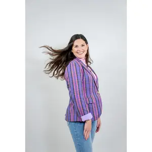 The "As If!" Purple and Pink Plaid Women's Blazer