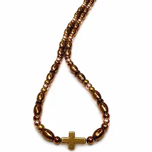 Copper-Colored Magnetic Hematite Pendant Necklace, Daily Chain Jewelry Necklace for Costume Fashion Accessories