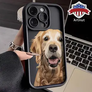 Golden Retriever Pattern Case for iPhone 16 E 15 14 Pro Max 13 12 11 XR XS Plus Shockproof Non Slip Military-Grade Protection Silicone Cover
