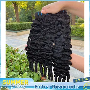Summervibes【Hot】Lemoda Burmese Curly Bundles Human Hair 100% Unprocessed Virgin Hair Bundles Deals Human Hair Extensions 15A Raw Burmese Curly Natural Black Human Hair Bundles for Black Women