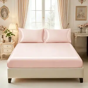 3-piece bedding set, satin smooth & cooling fitted sheet, solid color bedding. Skin-friendly mattress cover, lightweight and sleek for bedroom Cool Soft Sheets