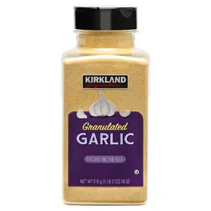 Kirkland Signature Granulated Garlic 18 oz - 100% Dehydrated Easy-to-Use Granules Versatile Seasoning for Dishes US Grown Flavor Spice Cheese - All Purpose Herbs