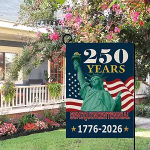 250 Years America Garden Flag,250th Anniversary USA Patriotic Double-Sided Banner,Statue of Liberty Design, 12 x 18 Inch, 1776-2026 Semiquincentennial