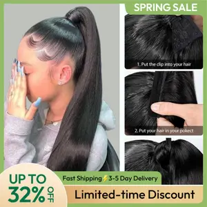 [Spring Must Have] Asteria Hair Ponytail Style Human Hair Ponytail Extension Easy Clip-in Velcro Ponytail 250% Density Valentine Musts