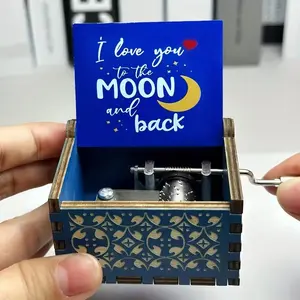 Vintage Wooden Music Box Carved Melody, Birthday Gift, Valentine's Day Present, Thanksgiving Gift, Halloween Christmas Gift