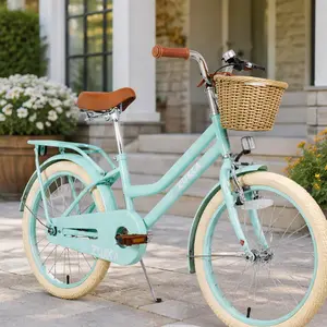 ARCH 20-Inch Girls' Bike for 7-10 Year Olds, Carbon Steel Frame, Mint Green, Front V-Brake, Rear Coaster Brake, 20x2.125 Tires, Brown Leather Saddle, Comfortable Grips, Low Frame Height, Full-Coverage Chain Guard