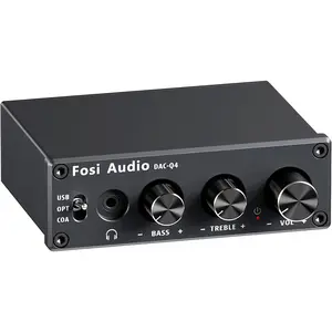 Q4 DAC Headphone Amp for PC, Desktop Digital to Analog  Converter for  Stereo Amplifier and  Speakers, PC-USB/Optical/Coaxial Inputs, 3.5mm Headphone/RCA Outputs