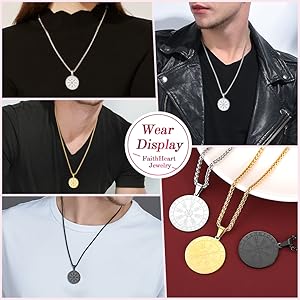 Viking Thor's Hammer Talisman Necklace for Men, Vintage Norse Mjolnir Amulet Pendant with Sturdy Wheat Chain, Stainless Steel Jewelry (Gift Box)