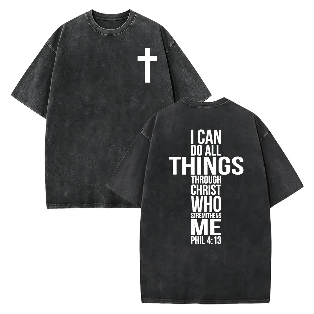 I Can Do All Things Through Christ Who Strengthens Me Shirt, Front & Back Bible Verse T-Shirt Philippians 4:13 Shirt, Jesus Christian Shirt