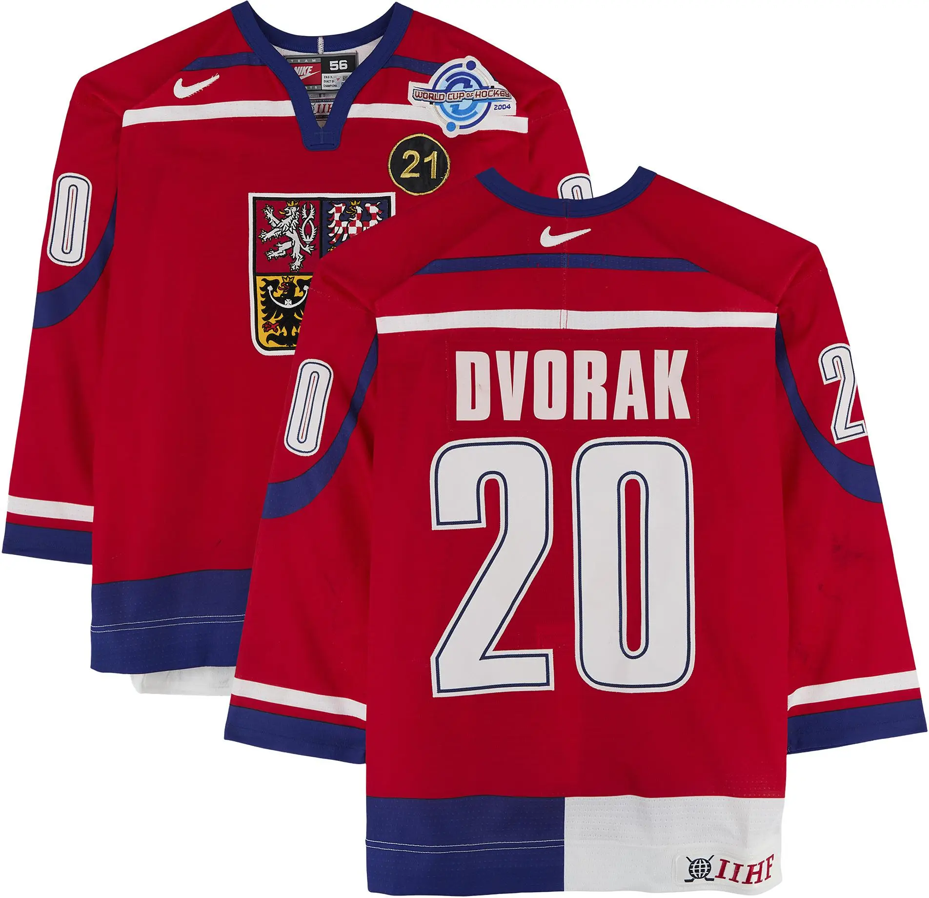 Radek Dvorak Team Czech Republic Game-Used #19 Red Jersey vs. Team Germany on September 3, 2004 - Fanatics Authentic Certified