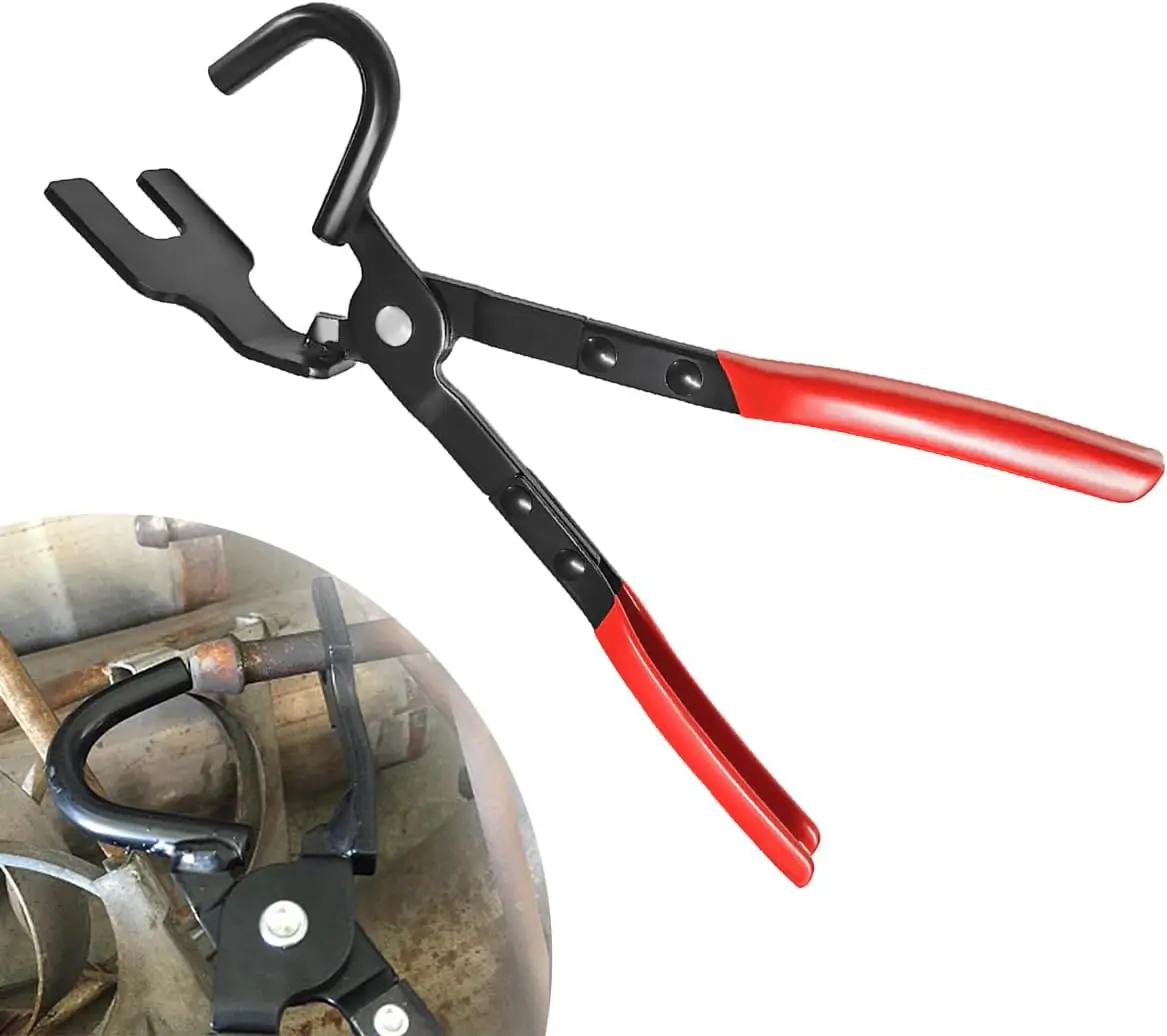 Exhaust Hanger Removal Pliers, Exhaust Hanger and Rubber Bracket Separation Pliers, 25 Degree Offset Muffler Hanger Removal Tool Compatible with Most Exhaust Rubber Hangers (Heavy-Duty)