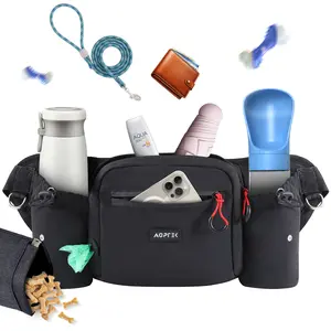 AGPTEK Hands-Free Dog Walking Belt Bag | Leash-Ready Waist Pack with Treat, Water & Poop Bag Storage | Dog Owner Essential