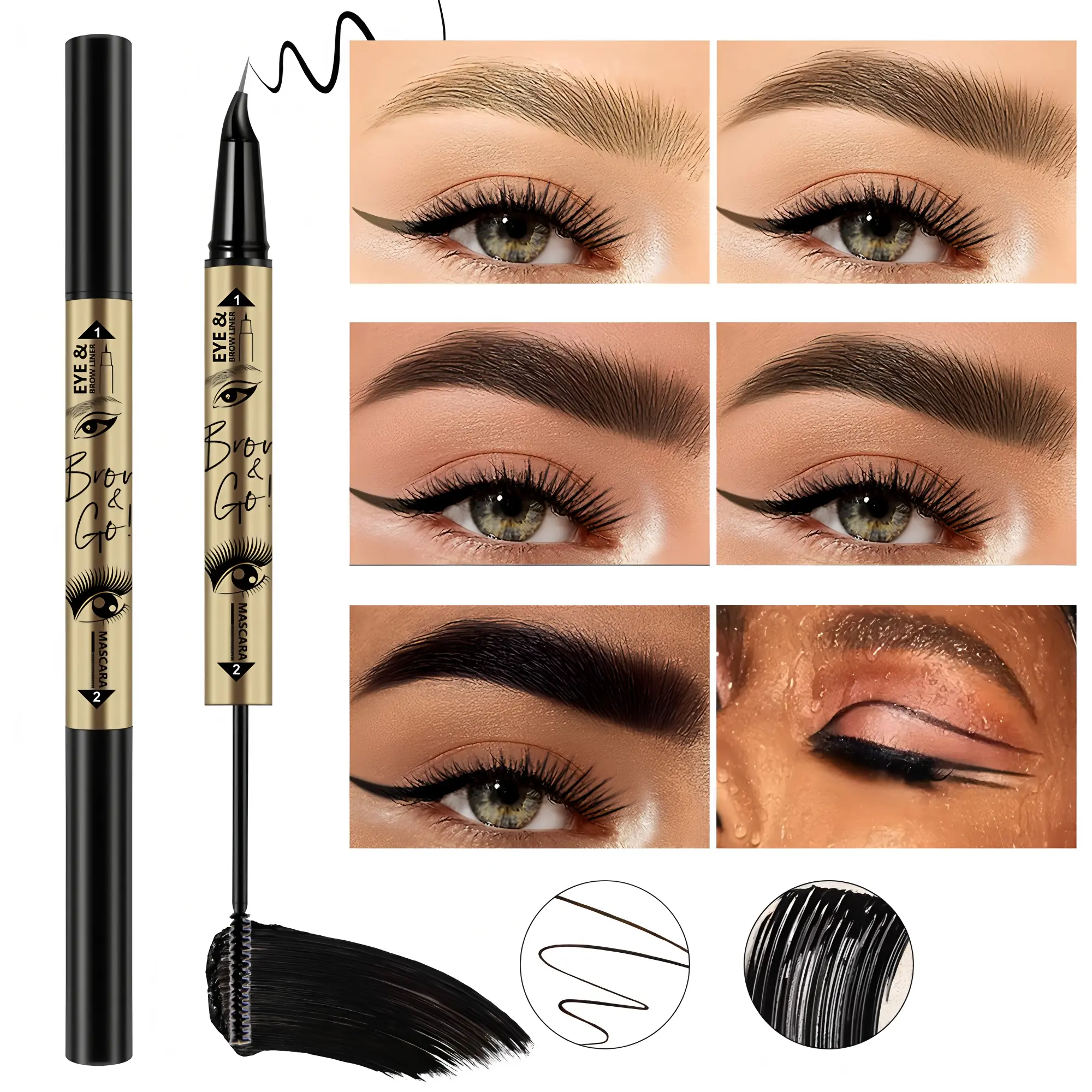 QICIY 3-in-1 5-Color Eye Kit: Eyeliner + Eyebrow Pencil + Mascara Q555 – Multi-Shade Precision, Long-Lasting Eye Makeup for Every Look, All-in-One Essential drugstore liquidliner