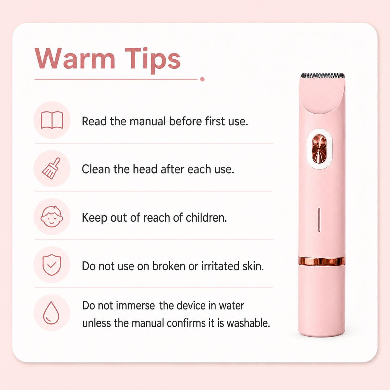 Bikini Trimmer for Women, Electric Shaver & Razor 2-in-1 Body Hair Removal, Rechargeable Dual Head Epilator for Pubic Hair, Face & Legs, Smooth Skin Summer Gift