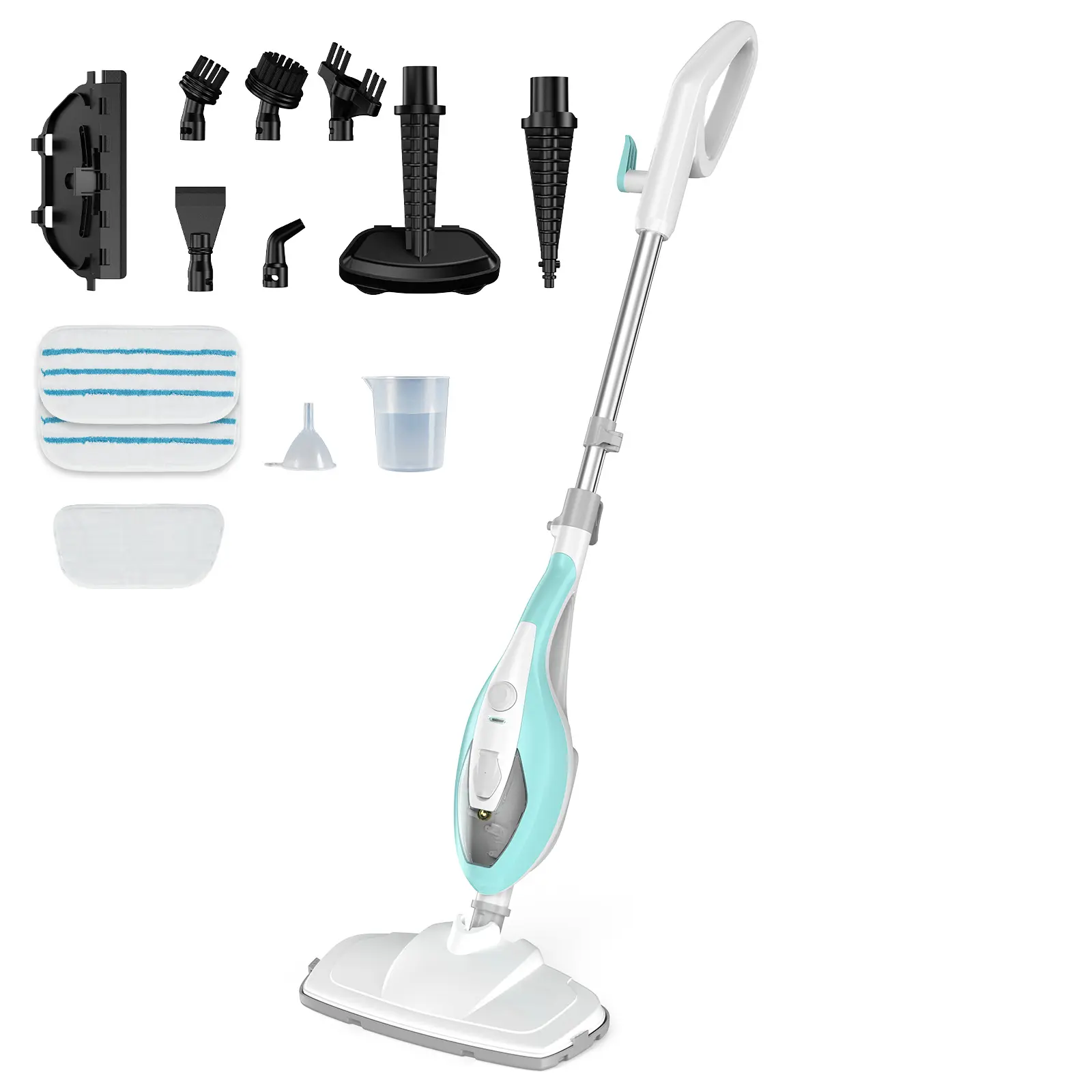 DUMOS 10-in-1 Multifunctional Steam Mop, 1550W Detachable Handheld Steam Cleaner, 16FT Power Cord with 2 Reusable Pads, Floor Steamer for Hardwood, Tile, Carpet, Windows