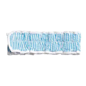 Bella Turquoise Seersucker Spa Headband 100% Cotton Hair Band with Velcro Closure for Skincare & Facial After Shower 24" Long