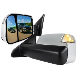 2002-2009 Dodge RAM Power Adjustable, Heated, & Manual Fold Chrome Towing Mirrors w/ LED Turn Signal & Puddle Lights