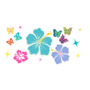 Hibiscus Floral UV DTF Wrap | Colorful Flower Decal | Tumbler Wrap | Waterproof Transfer | DIY Cup Design