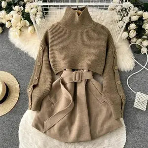 Suitable for Autumn and Winter Season Gentle Style Women's Short Elegant Sweater Single Piece
