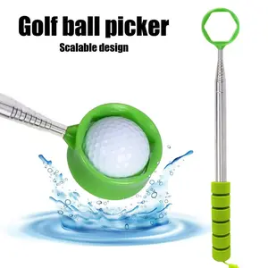 1 piece retractable golf ball retriever tool - 9-foot stainless steel grabber with colorful handle and adjustable hanging rope, ideal gift for golf enthusiasts (orange/green/black), golf accessories