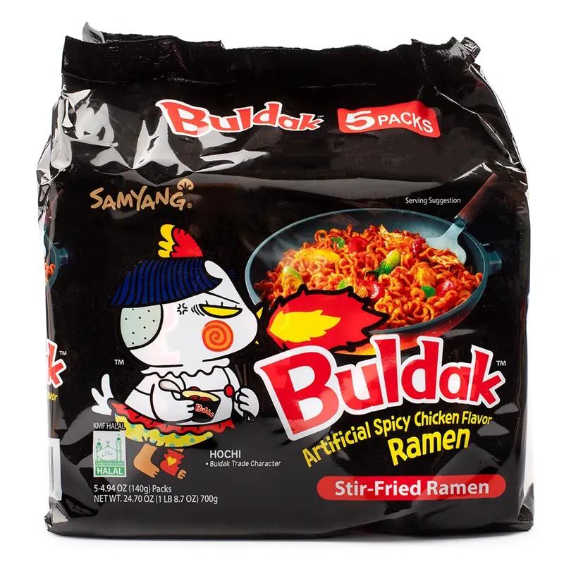 Samyang Buldak Ramen Black Hot Chicken Flavor 5pk Spicy Korean Instant Noodle Extra Spicy Bold Chicken Flavor Halal Certified Made in Korea
