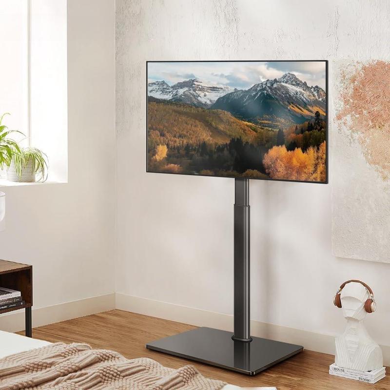 KKTONER Universal Floor TV Stand for 27 to 65 Inch TVs, Height Adjustable, Swivel, Max VESA 400x400mm, Holds up to 88 lbs
