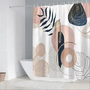Bohemian Cute Shower Curtain Set, Non-Slip Mat, U-Shaped Rug, Toilet Lid Cover, Perfect for Bathroom Decor, Includes 12 Hooks, Two Sets Available