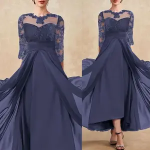 Chiffon Lace Hollow Long Dress | Wedding, Evening | Bridesmaid Dress | Elegant, Feminine, Perfect for Celebrations Fabric Sleeve