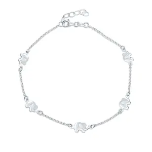 ZOO Animal Lucky Elephant Charm Anklet Ankle Bracelet .925 Sterling Silver Adjustable