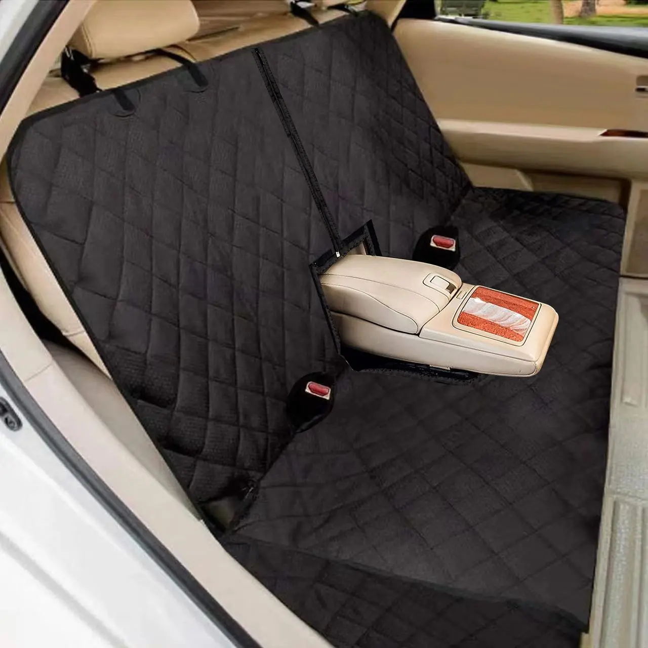 Bark Lover Dog Car Seat Cover for Back Seat – Waterproof & Non-Slip Backseat Protector for Pets and Kids, with Middle Armrest Access – Rear Seat Cover Universal Fit for Most Cars, SUVs & Trucks