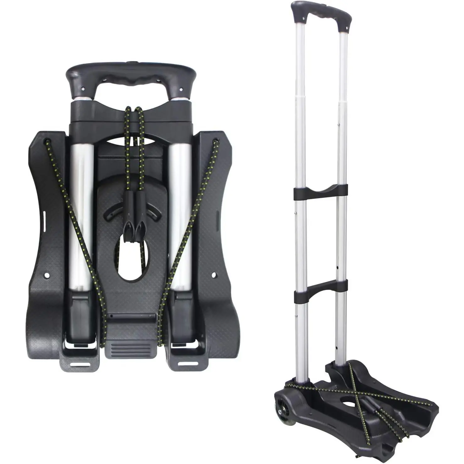 Unisex Folding Hand Luggage Cart with Luggage Straps, 110-lbs Lightweight Portable Moving Aid for Adults’ School, Travel, Office Use (Black)