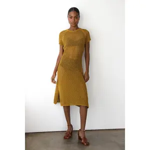 Francisca Crochet Midi Dress - Bronze